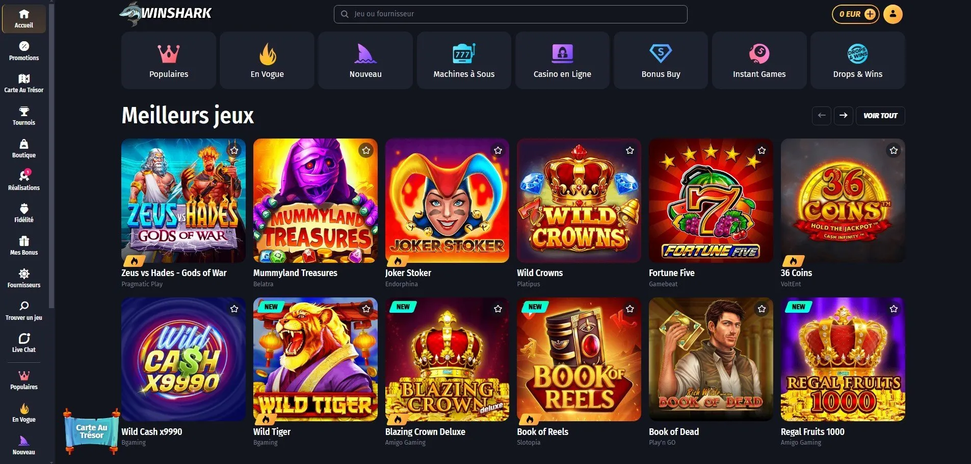 Winshark Casino Accueil