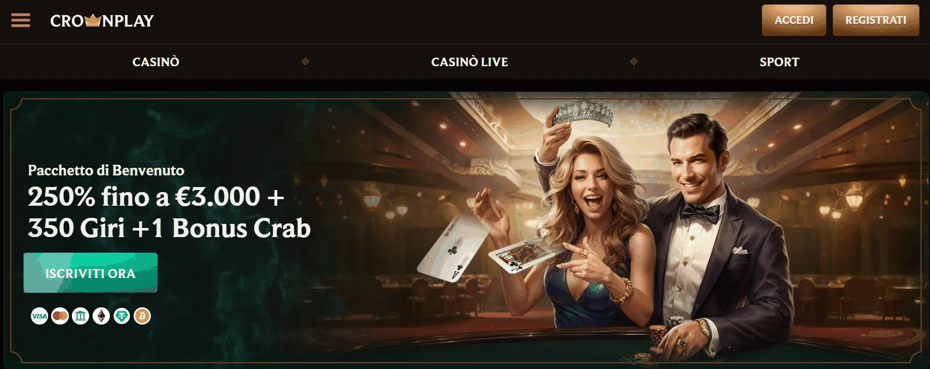 Pacchetto di benvenuto CrownPlay